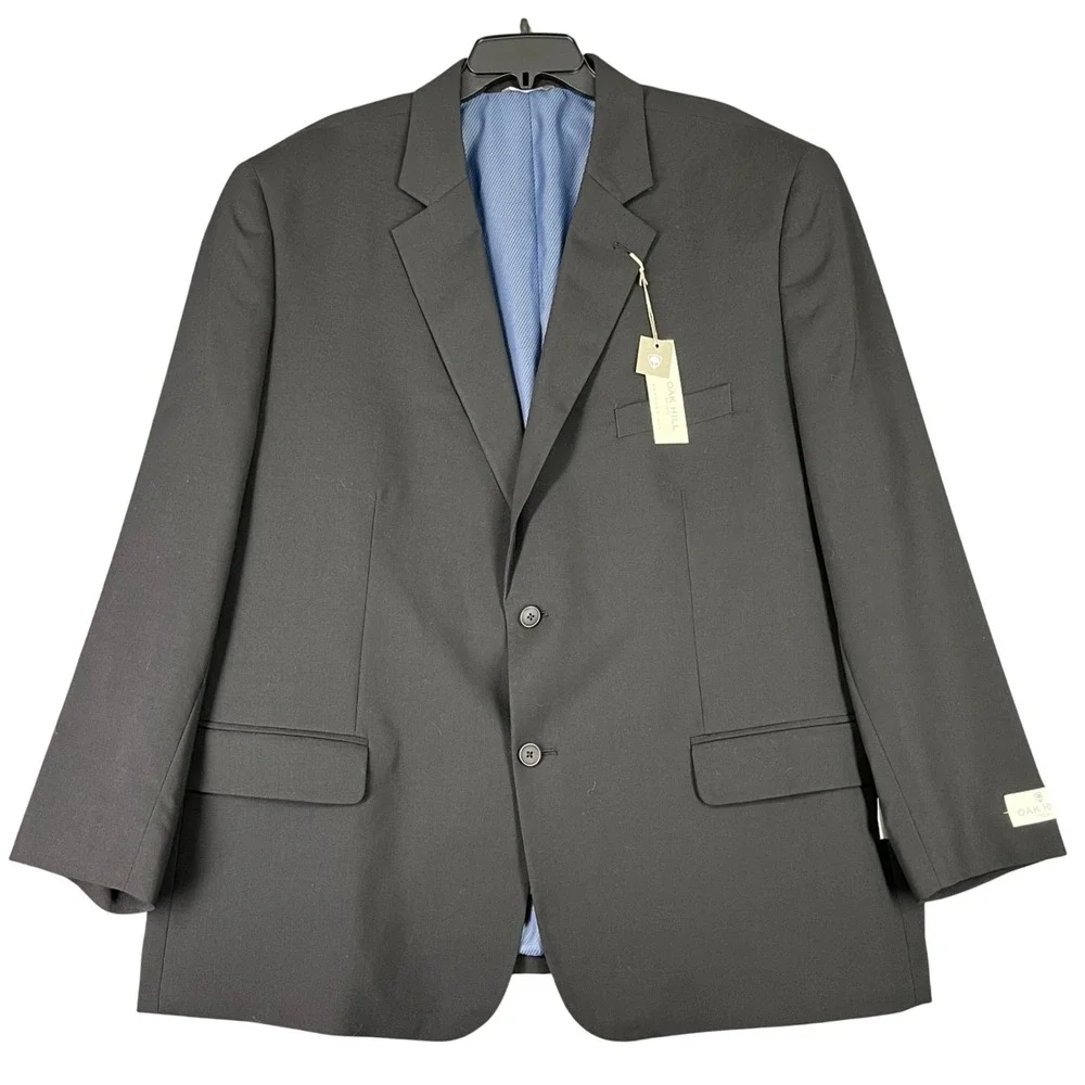 Oak Hill Perfect Fit Wool Blend Stretch Formal Business Suit Jacket Blazer 52L